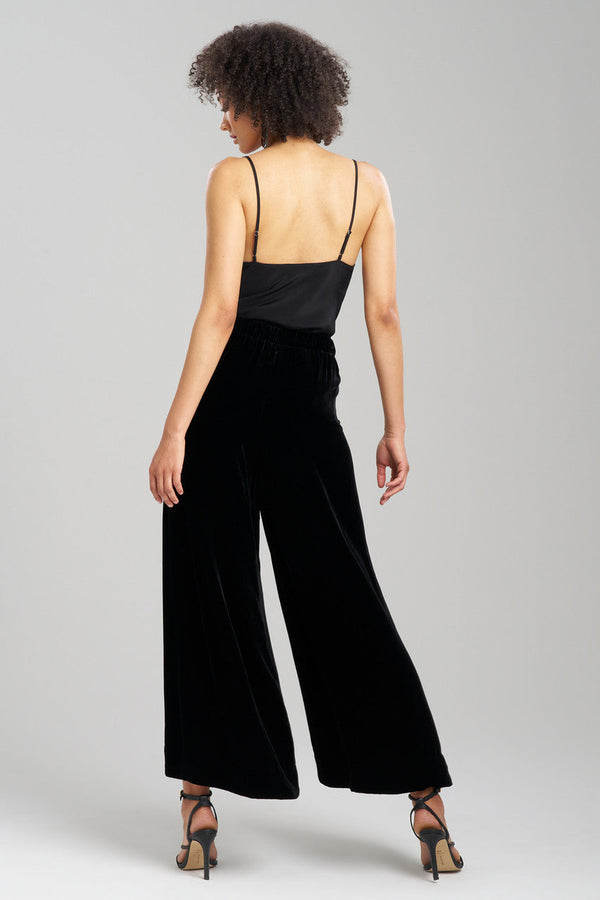 Natori Couture Velvet Silk Palazzo Pants Black