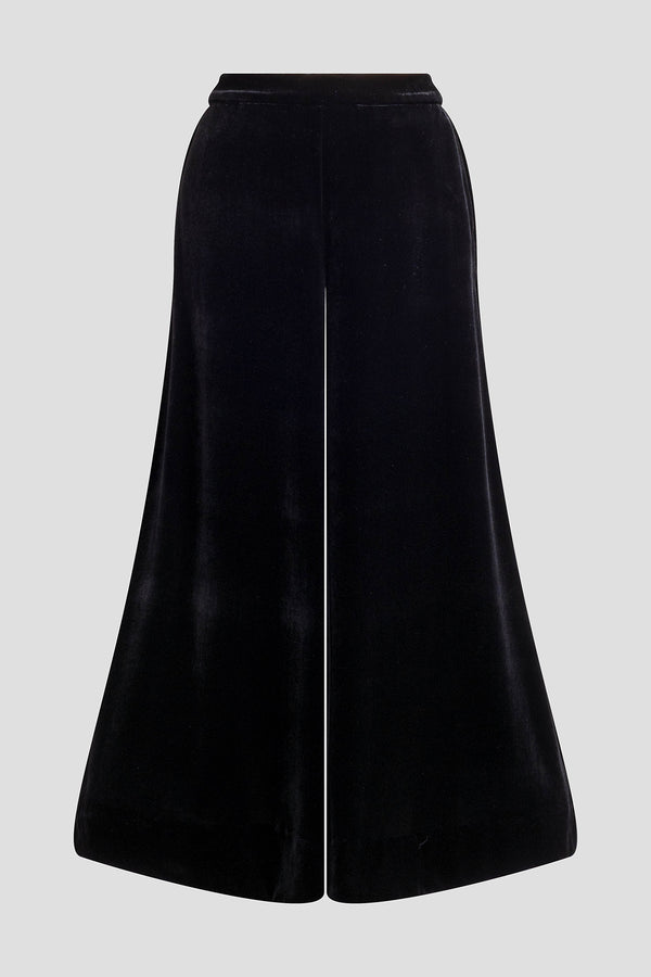 Natori Couture Velvet Silk Palazzo Pants Black