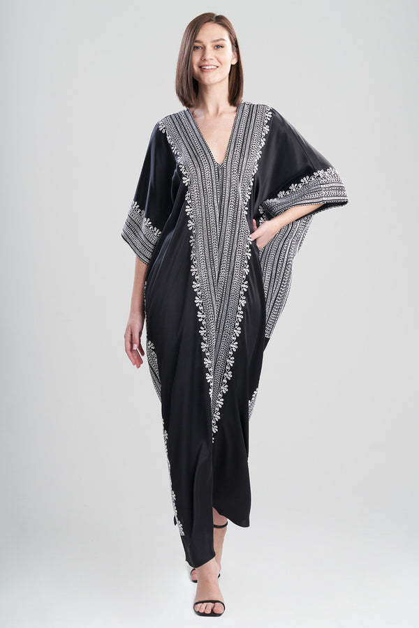natori Couture Zehra Caftan Black/White