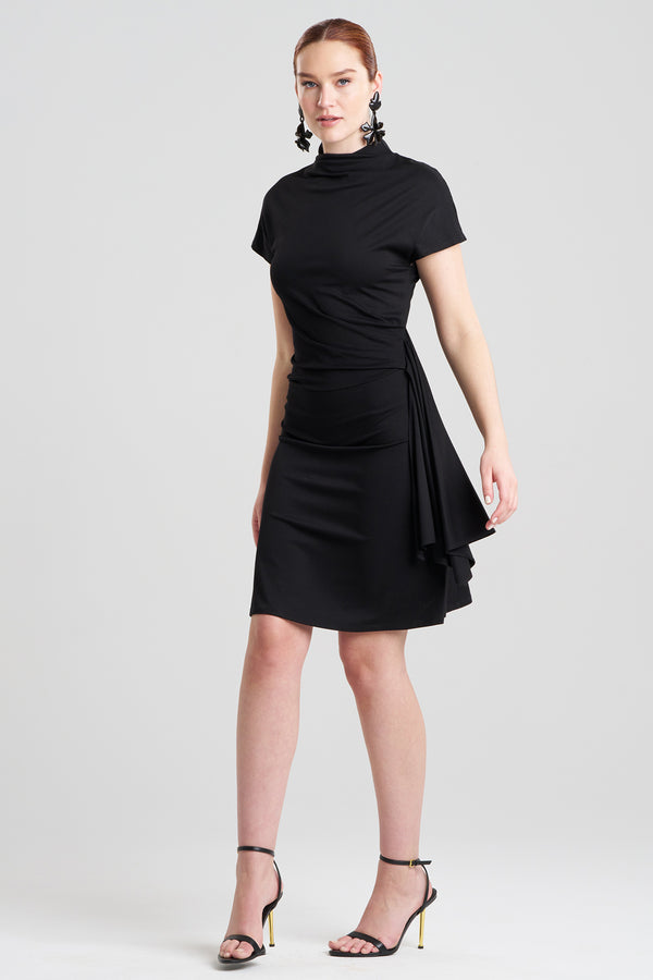 Natori Crepe Knit Cascade Dress Black