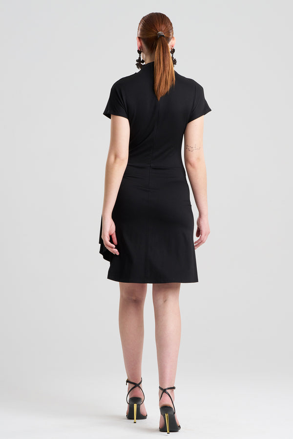 Natori Crepe Knit Cascade Dress Black