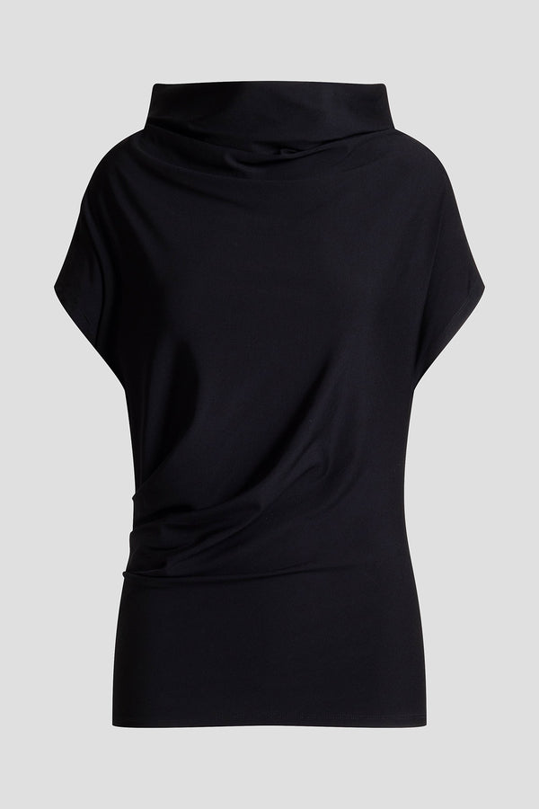 Natori Crepe Knit Drape Top Black