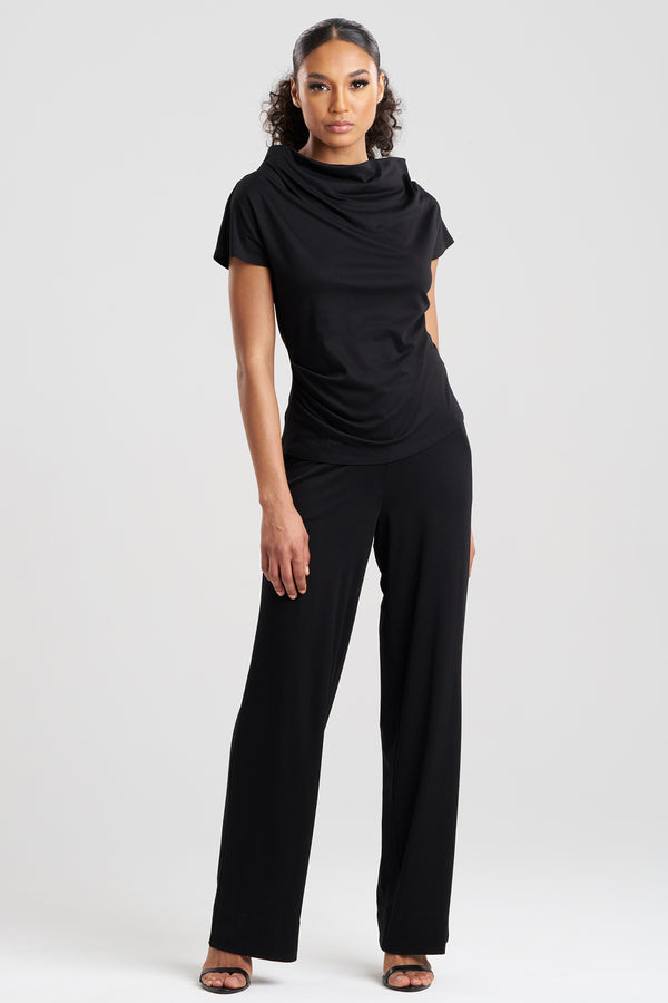 natori Crepe Knit Drape Top Black