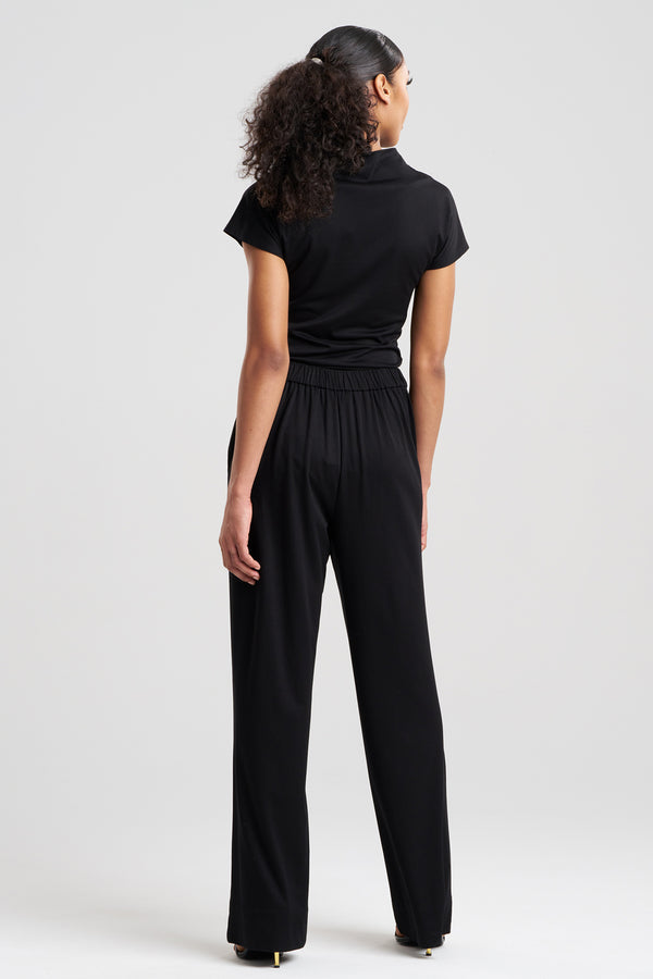 Natori Crepe Knit Wide Pull On Pants Black