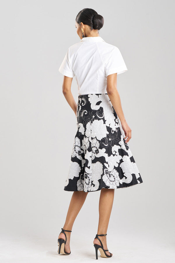 Natori Cressida Applique Flair Skirt Black Cream