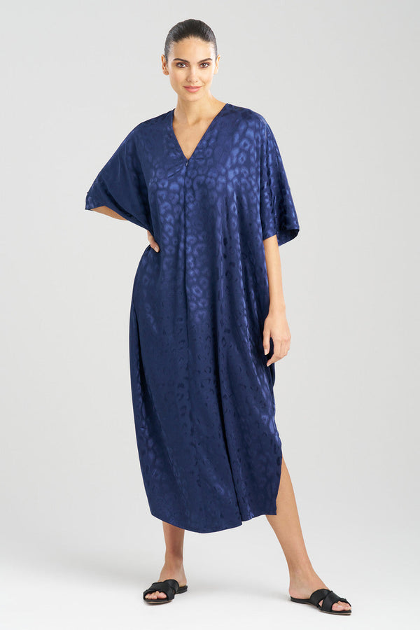 natori Decadence Zip Caftan Midnight Navy