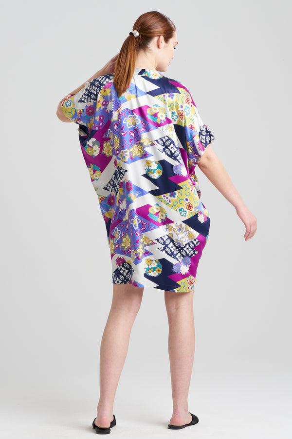 Natori Deco Satin Mandarin Sleepshirt Magenta