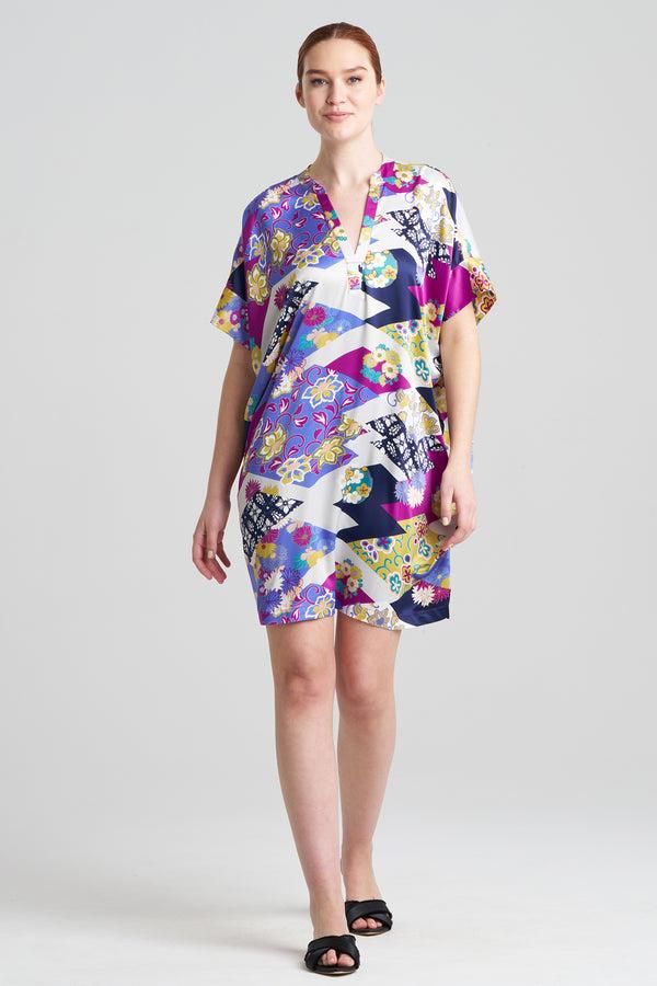 natori Deco Satin Mandarin Sleepshirt Magenta