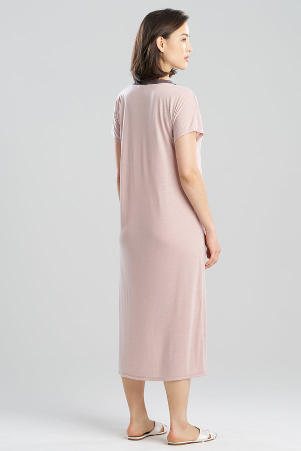 Natori Dhalia Knit Jersey Lace Lounger Pale Pink