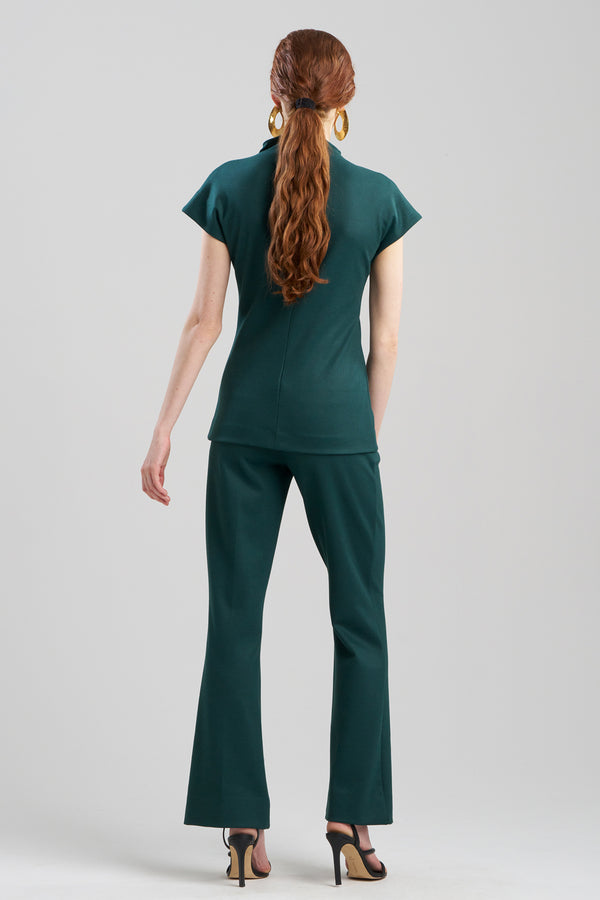 Natori Double Jersey Funnel Neck Top Bottle Green