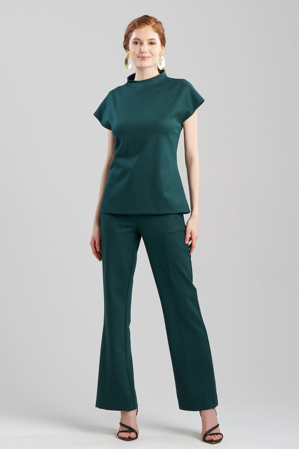 natori Double Jersey Funnel Neck Top Bottle Green