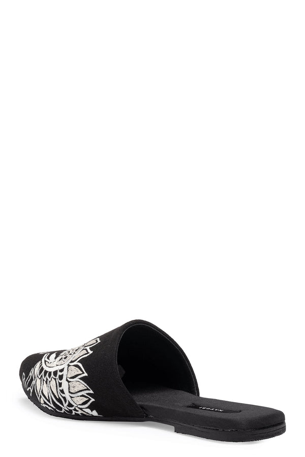 Natori Dragon Embroidered Felt Slide Black