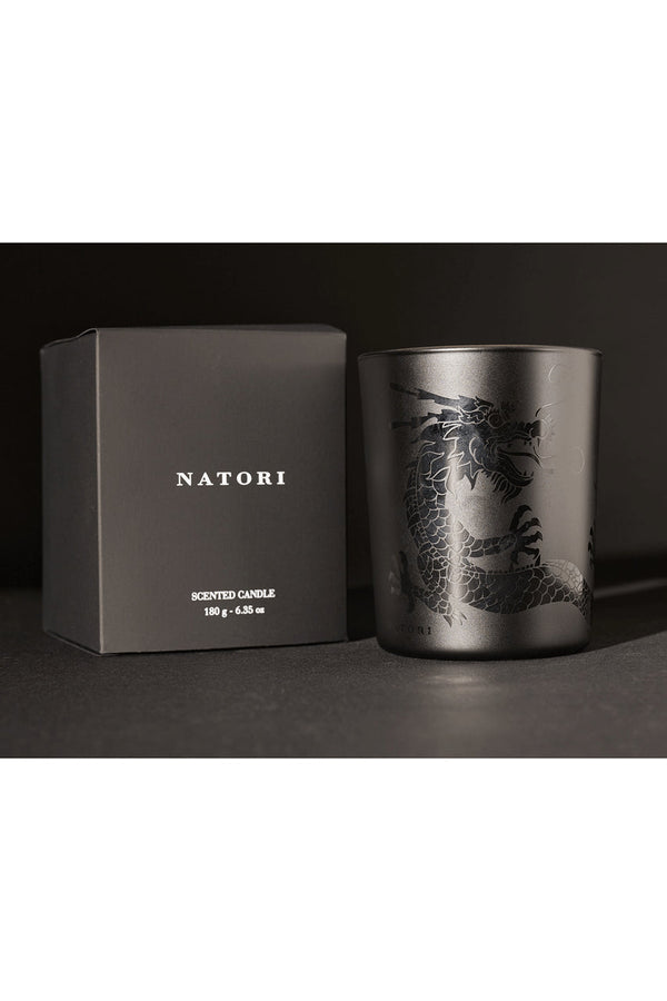 Natori Dragon Etched Candle Black