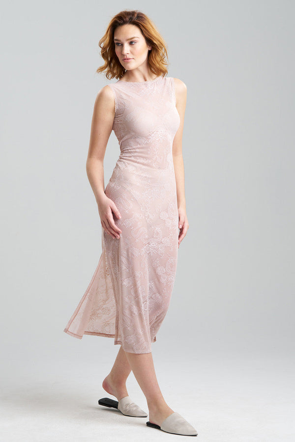 natori Dragon Lace Slip Dress Café