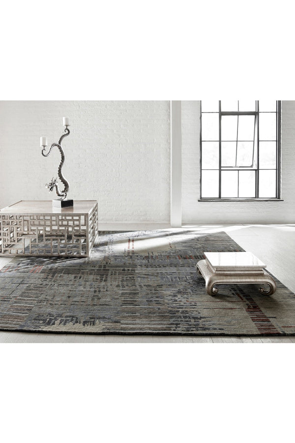 Natori Dynasty- Abstract Plaid Rug O/C