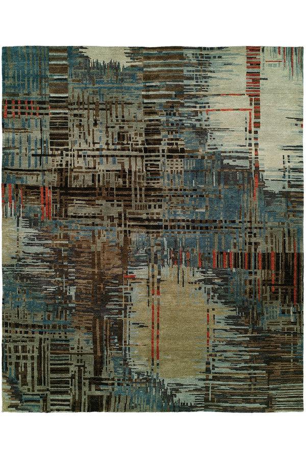 natori Dynasty- Abstract Plaid Rug O/C