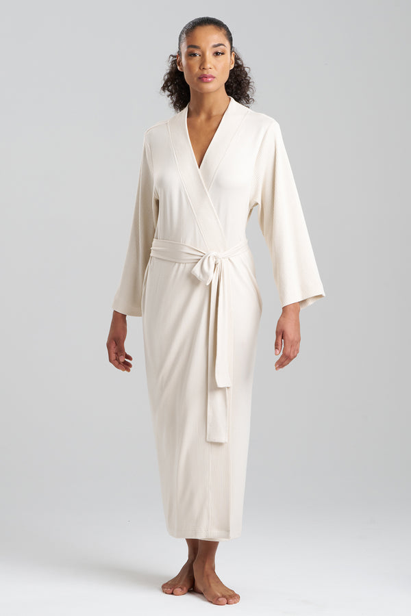 natori Eden Rib Knit Dream Robe Ecru