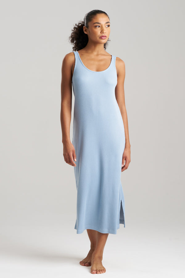 Natori Eden Rib Knit Dream Slip Dress Blue Sky