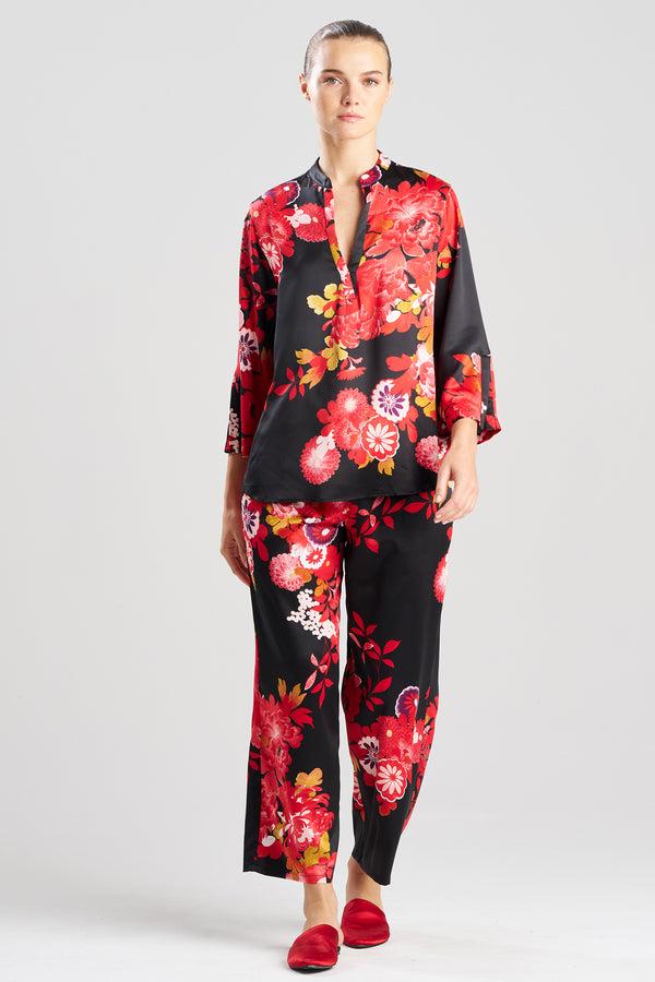 natori Empress Printed Satin PJ Black