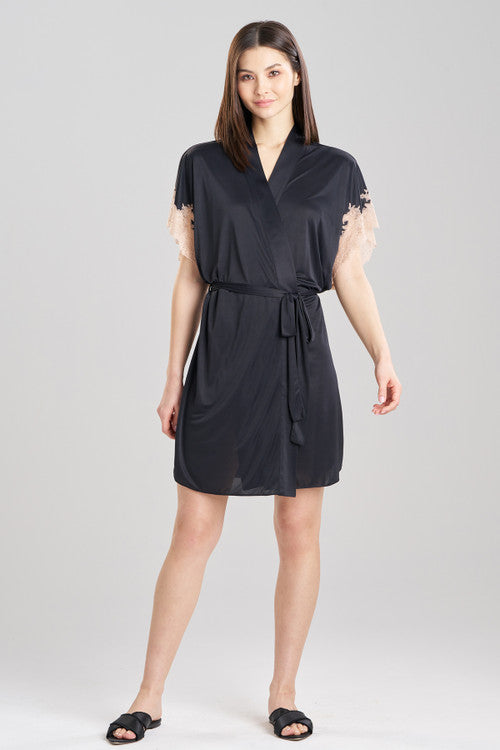 Natori Enchant Lace Applique Wrap Black/Café