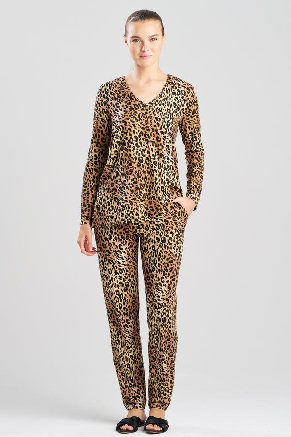 Natori Exotic Animal Cozy Knit V-Neck PJ Natural