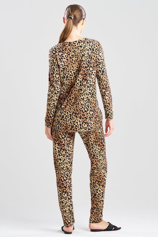 Natori Exotic Animal Cozy Knit V-Neck PJ Natural