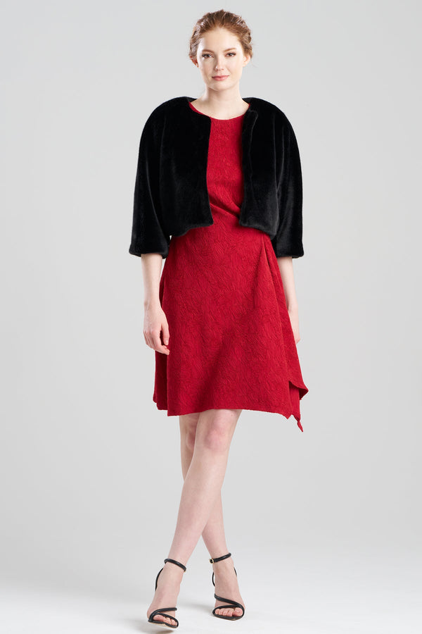 natori Faux Fur Cropped Jacket Black