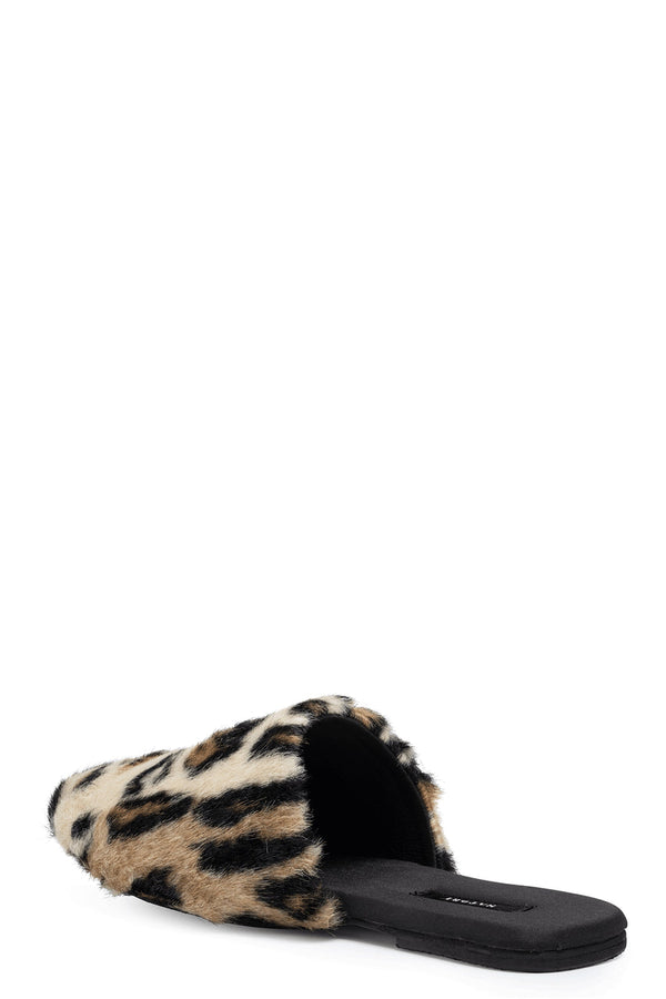 Natori Faux Leopard Fur Slide Natural
