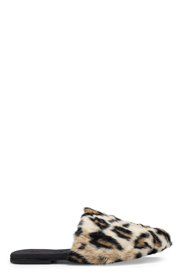 Natori Faux Leopard Fur Slide Natural