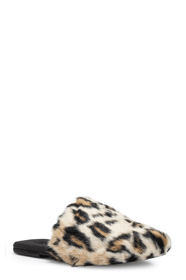 natori Faux Leopard Fur Slide Natural