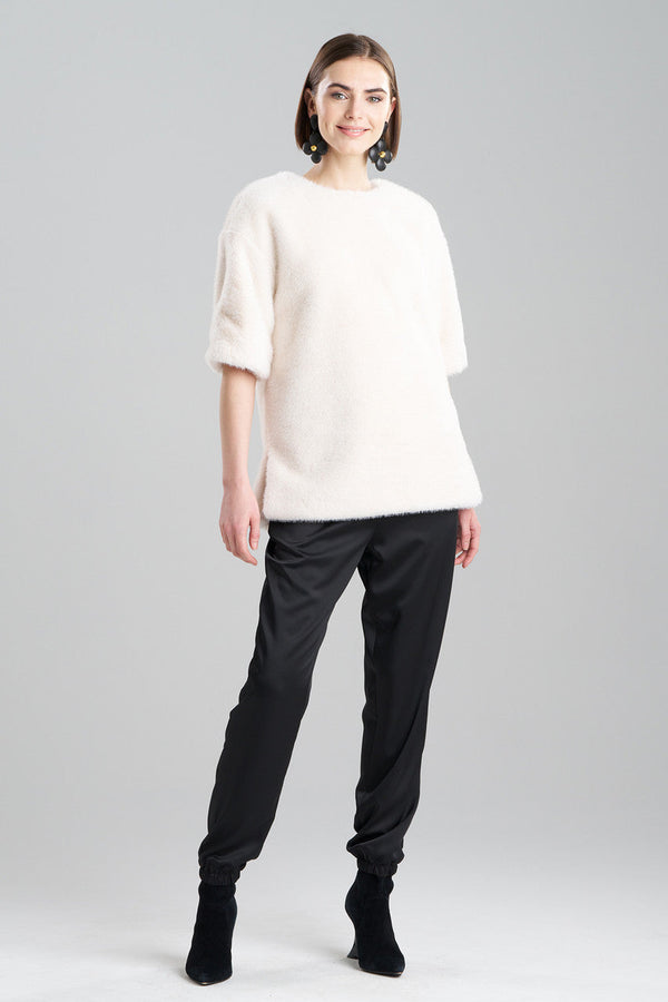 Natori Faux Mink T-Shirt Top White