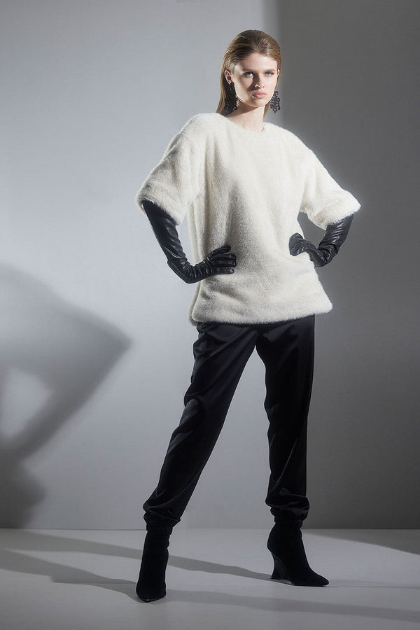 Natori Faux Mink T-Shirt Top White