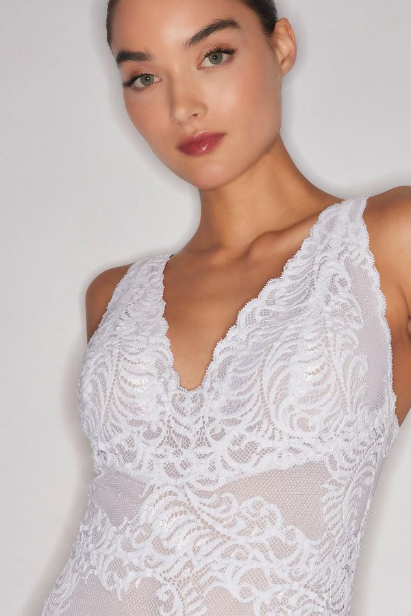 Natori Feathers Boudoir Bodysuit Warm White