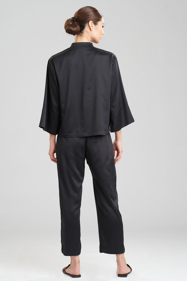 Natori Feathers Satin Essentials Mandarin PJ Black