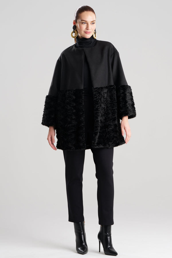 Natori Felt Astrakhan Coat Black