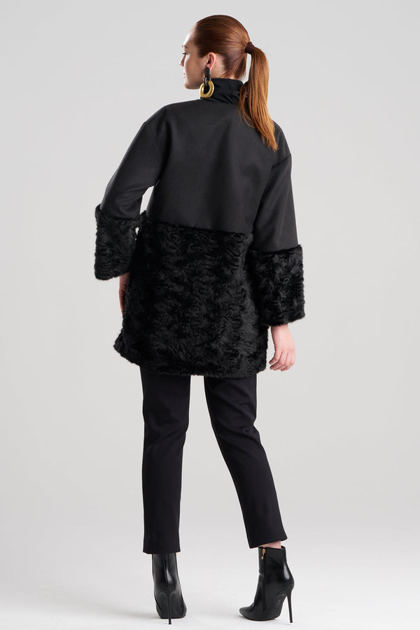 Natori Felt Astrakhan Coat Black