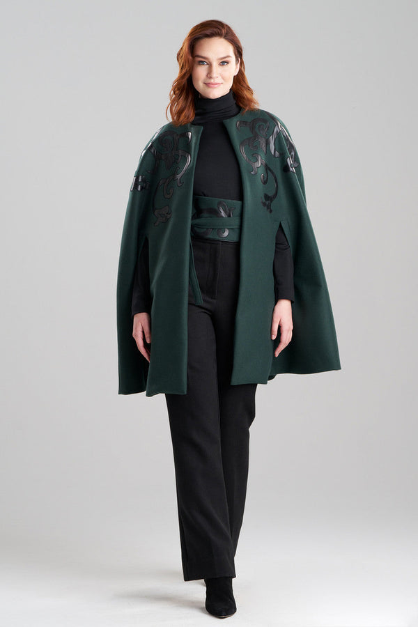 Natori Felt Embroidered Cape Bottle Green