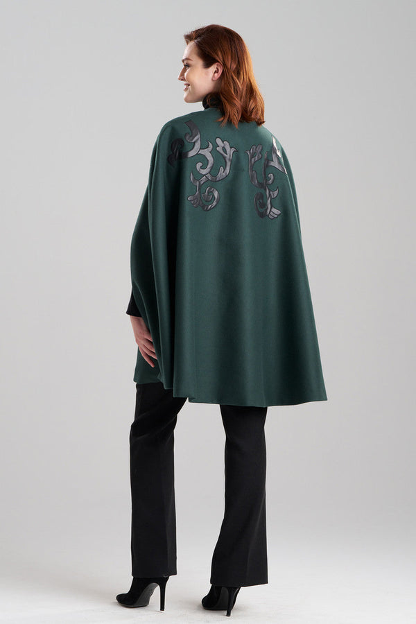 Natori Felt Embroidered Cape Bottle Green