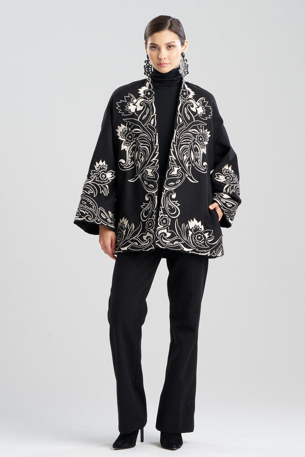 Natori Felt Embroidered Coat Black