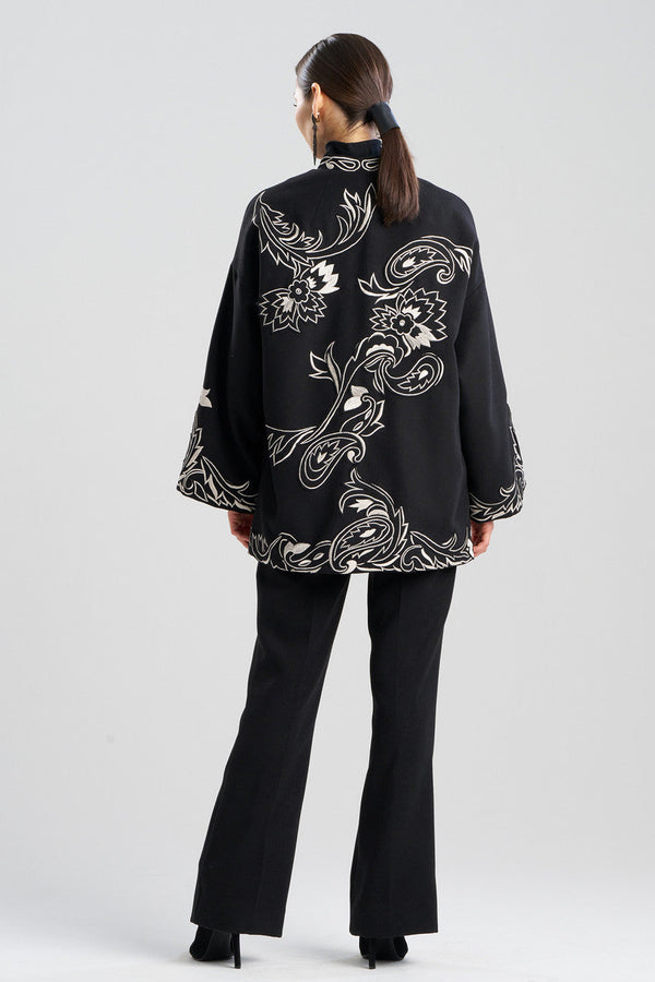 Natori Felt Embroidered Coat Black