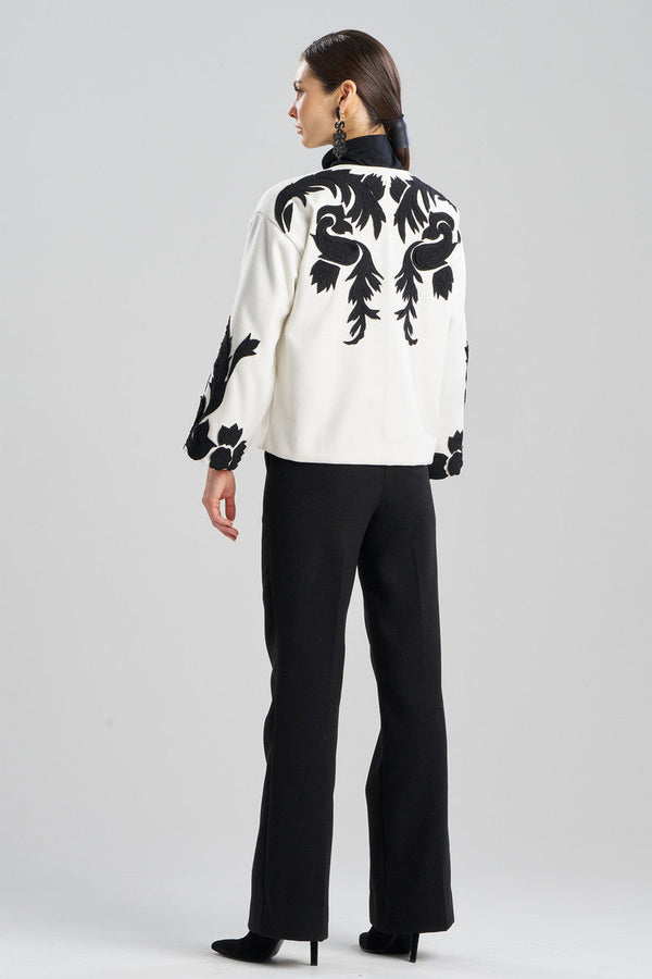 Natori Felt Embroidered Crop Jacket Warm White