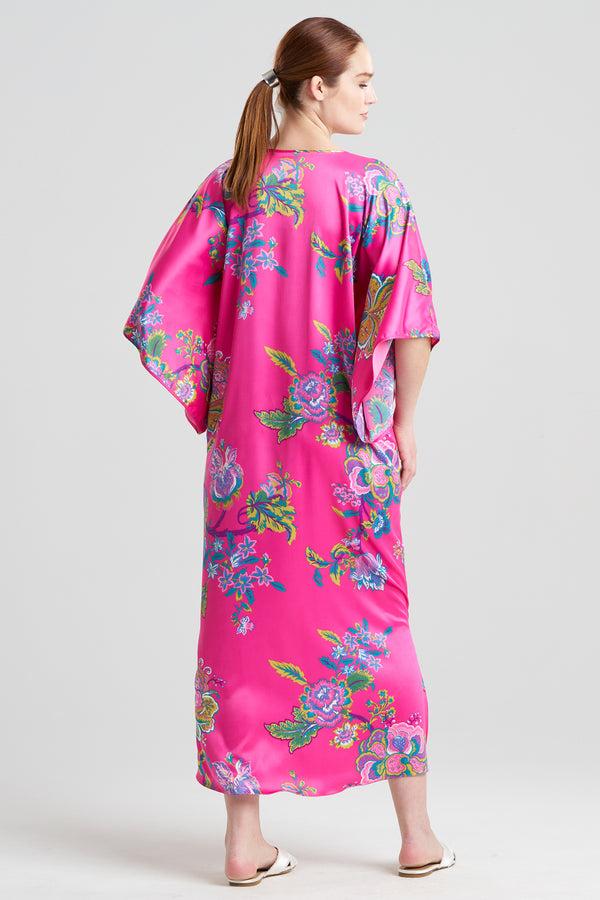 Natori Festival Satin Caftan Fuchsia