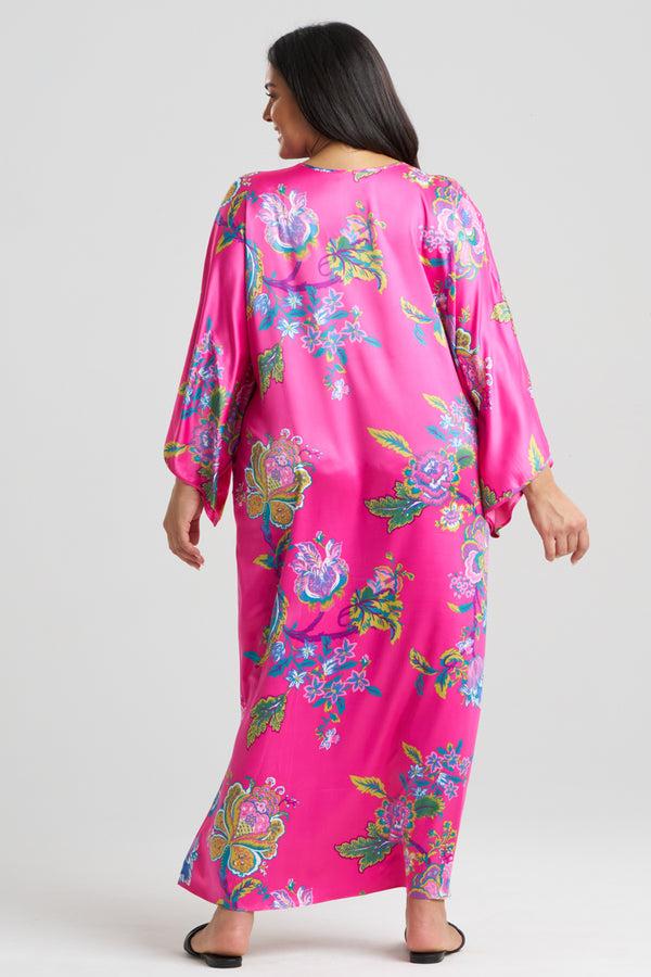 Natori Festival Satin Caftan Fuchsia