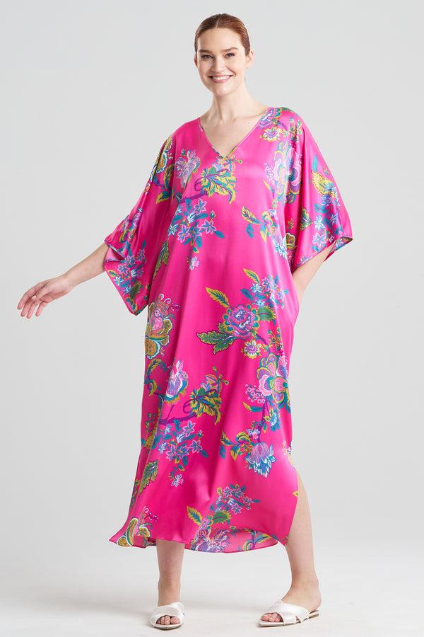 natori Festival Satin Caftan Fuchsia