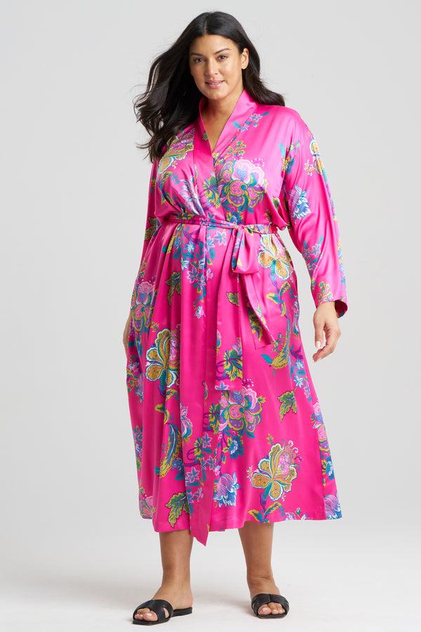 Natori Festival Satin Robe Fuchsia