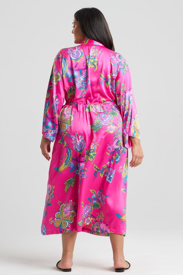 Natori Festival Satin Robe Fuchsia