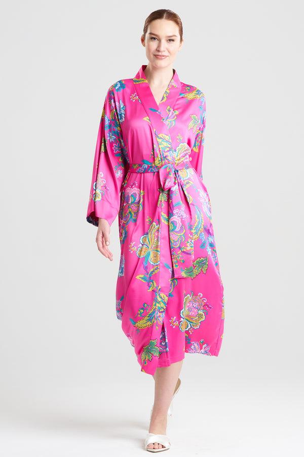 natori Festival Satin Robe Fuchsia