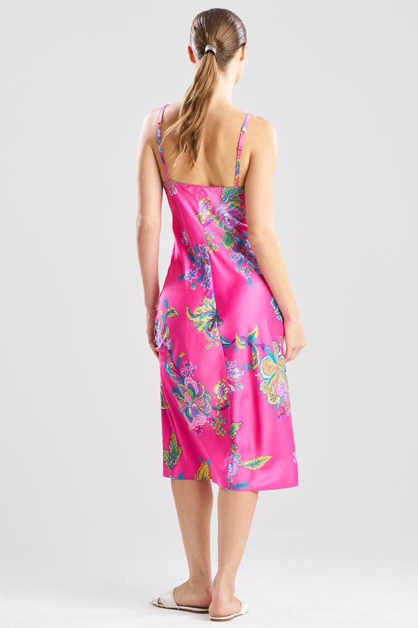 Natori Festival Satin Slip Dress Fuchsia