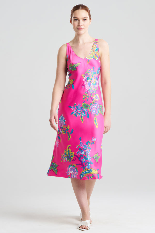 Natori Festival Satin Slip Dress Fuchsia