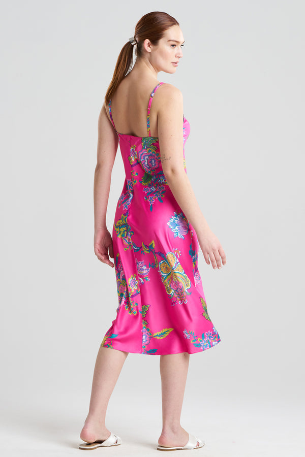 Natori Festival Satin Slip Dress Fuchsia
